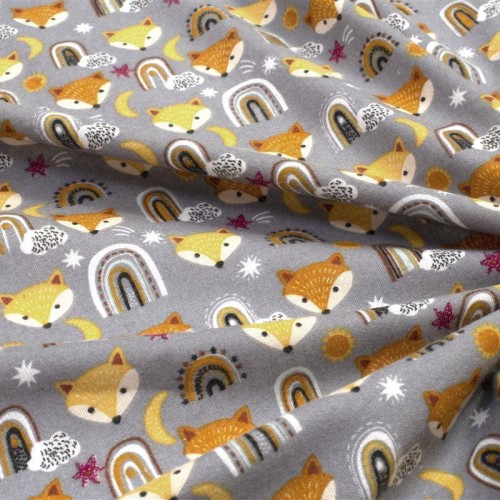 ΚΑΤΩΣΕΝΤΟΝΟ ΜΕ ΛΑΣΤΙΧΟ bebe Fox 53 0,70X1,40X0,15 Grey 100%  Cotton Flannel