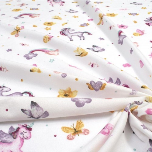 ΚΑΤΩΣΕΝΤΟΝΟ ΜΕ ΛΑΣΤΙΧΟ bebe Unicorn 105 0,70X1,40X0,15 White 100%  Cotton Flannel