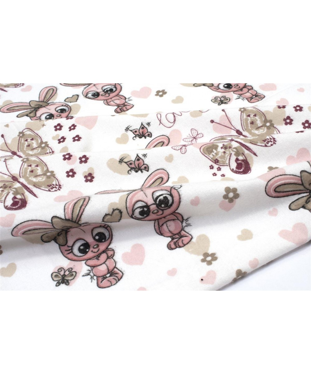 ΠΑΝΑ ΦΑΝΕΛΑ bebe Bunnies 30 80X80 White-Coral 100%  Cotton Flannel