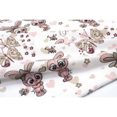 ΠΑΝΑ ΦΑΝΕΛΑ bebe Bunnies 30 80X80 White-Coral 100%  Cotton Flannel