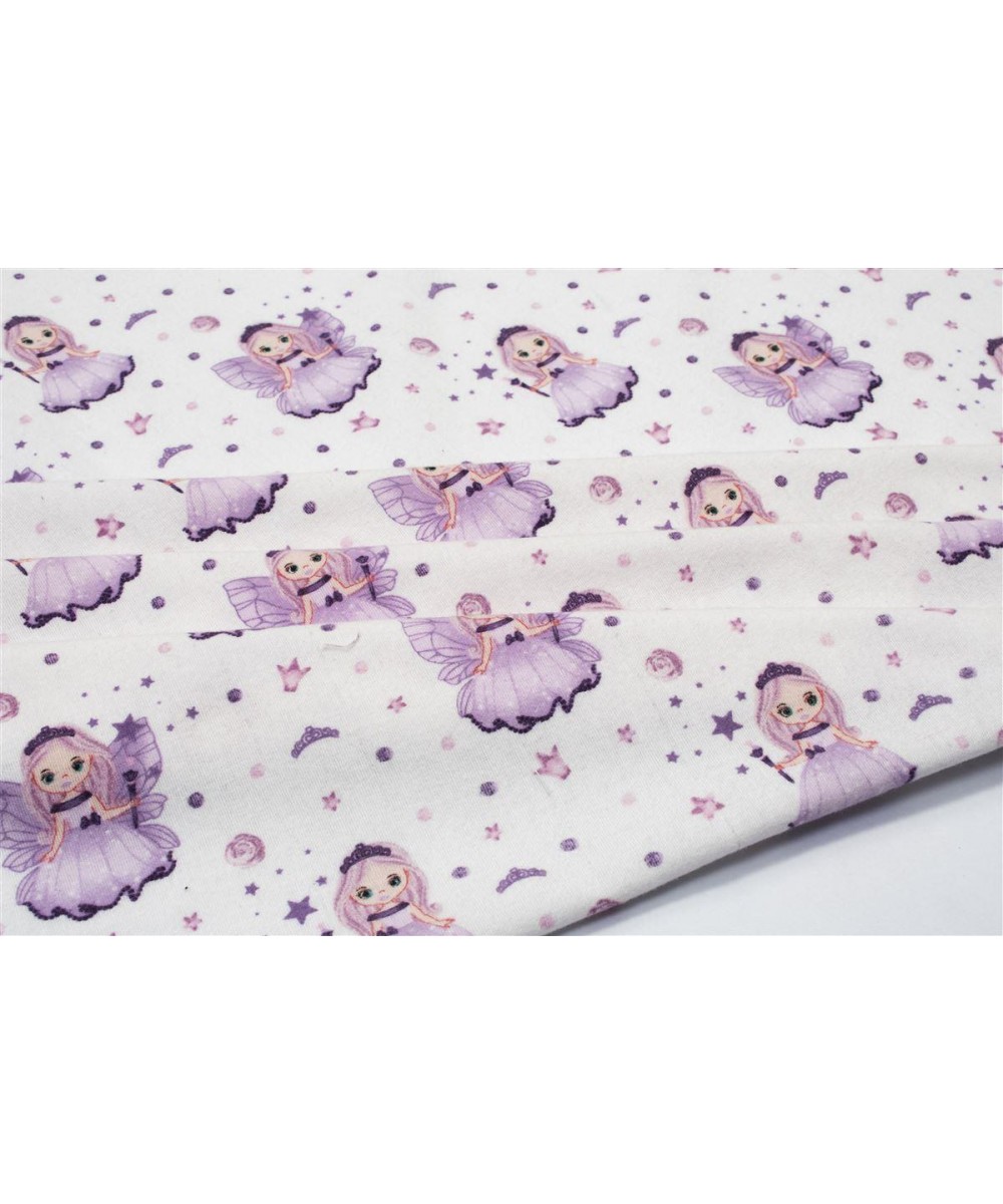 ΠΑΝΑ ΦΑΝΕΛΑ bebe Fairy 86 80X80 White-Lilac 100%  Cotton Flannel