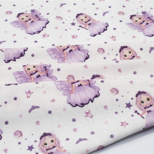 ΠΑΝΑ ΦΑΝΕΛΑ bebe Fairy 86 80X80 White-Lilac 100%  Cotton Flannel