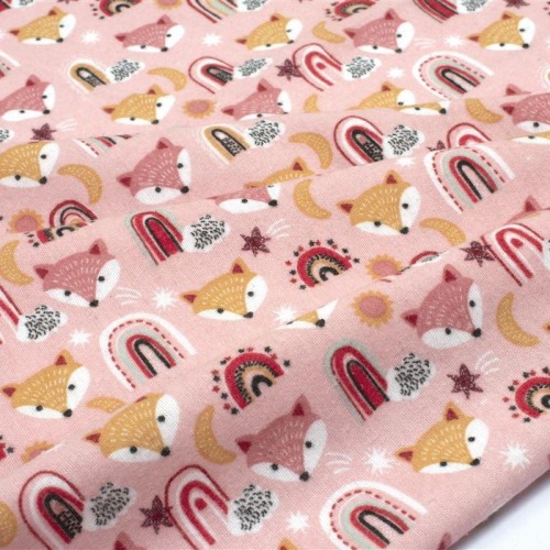 FLANNEL DIAPER bebe Fox 52 80X80 Coral 100% Cotton Flannel