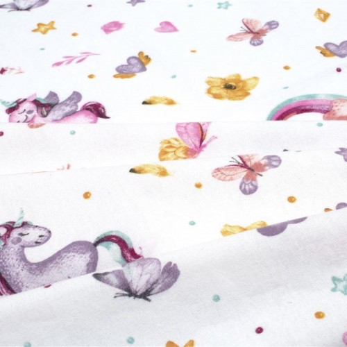 ΠΑΝΑ ΦΑΝΕΛΑ bebe Unicorn 105 80X80 White 100%  Cotton Flannel