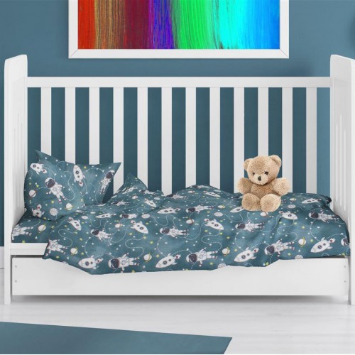 ΠΑΠΛΩΜΑ ΕΜΠΡΙΜΕ bebe Galaxy Travel 91 120X160 Petrol 100%  Cotton Flannel