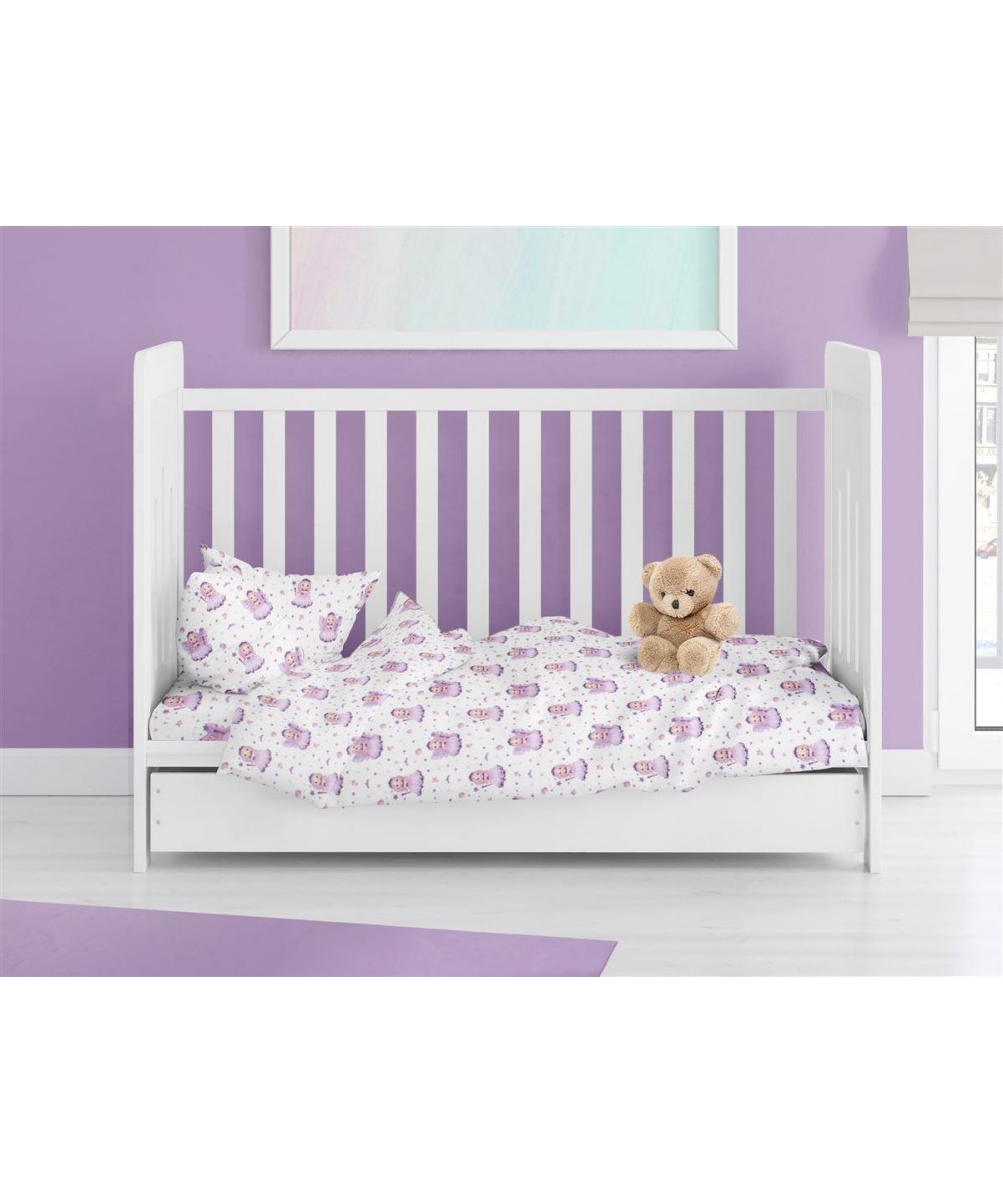 ΠΑΠΛΩΜΑΤΟΘΗΚΗ ΕΜΠΡΙΜΕ bebe Fairy 86 120X160 White-Lilac 100%  Cotton Flannel