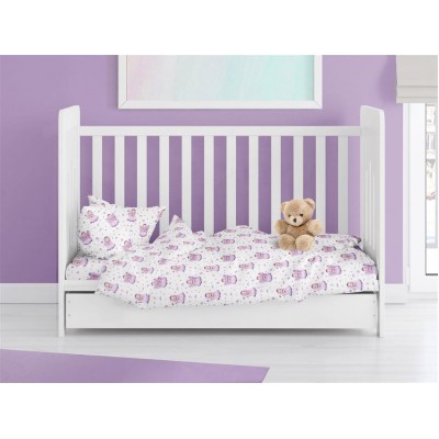 ΠΑΠΛΩΜΑΤΟΘΗΚΗ ΕΜΠΡΙΜΕ bebe Fairy 86 120X160 White-Lilac 100%  Cotton Flannel