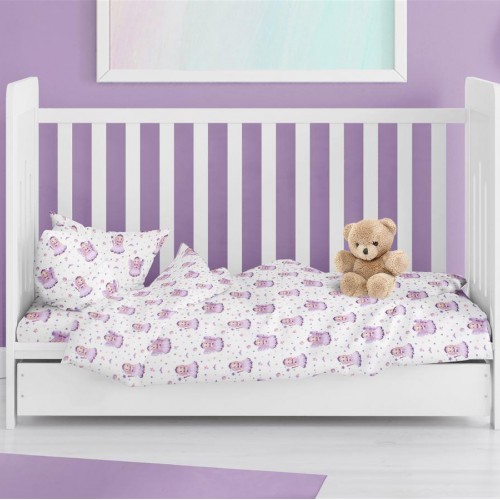 ΠΑΠΛΩΜΑΤΟΘΗΚΗ ΕΜΠΡΙΜΕ bebe Fairy 86 120X160 White-Lilac 100%  Cotton Flannel