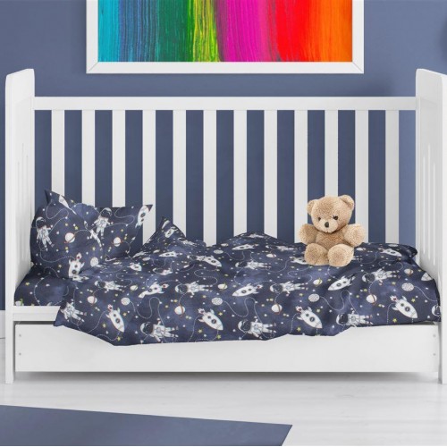 ΠΑΠΛΩΜΑΤΟΘΗΚΗ ΕΜΠΡΙΜΕ bebe Galaxy Travel 90 120X160 Blue 100%  Cotton Flannel