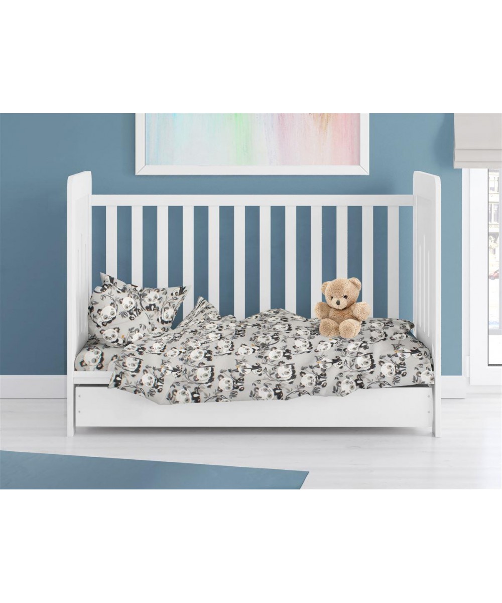 ΠΑΠΛΩΜΑΤΟΘΗΚΗ ΕΜΠΡΙΜΕ bebe Panda Bear 96 120X160 Grey 100%  Cotton Flannel