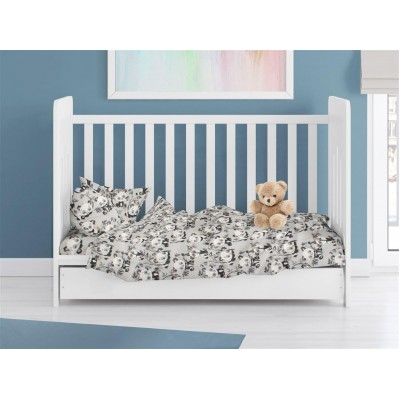 ΠΑΠΛΩΜΑΤΟΘΗΚΗ ΕΜΠΡΙΜΕ bebe Panda Bear 96 120X160 Grey 100%  Cotton Flannel