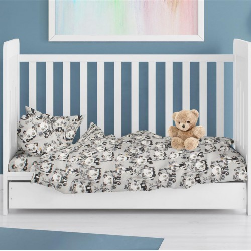 ΠΑΠΛΩΜΑΤΟΘΗΚΗ ΕΜΠΡΙΜΕ bebe Panda Bear 96 120X160 Grey 100%  Cotton Flannel