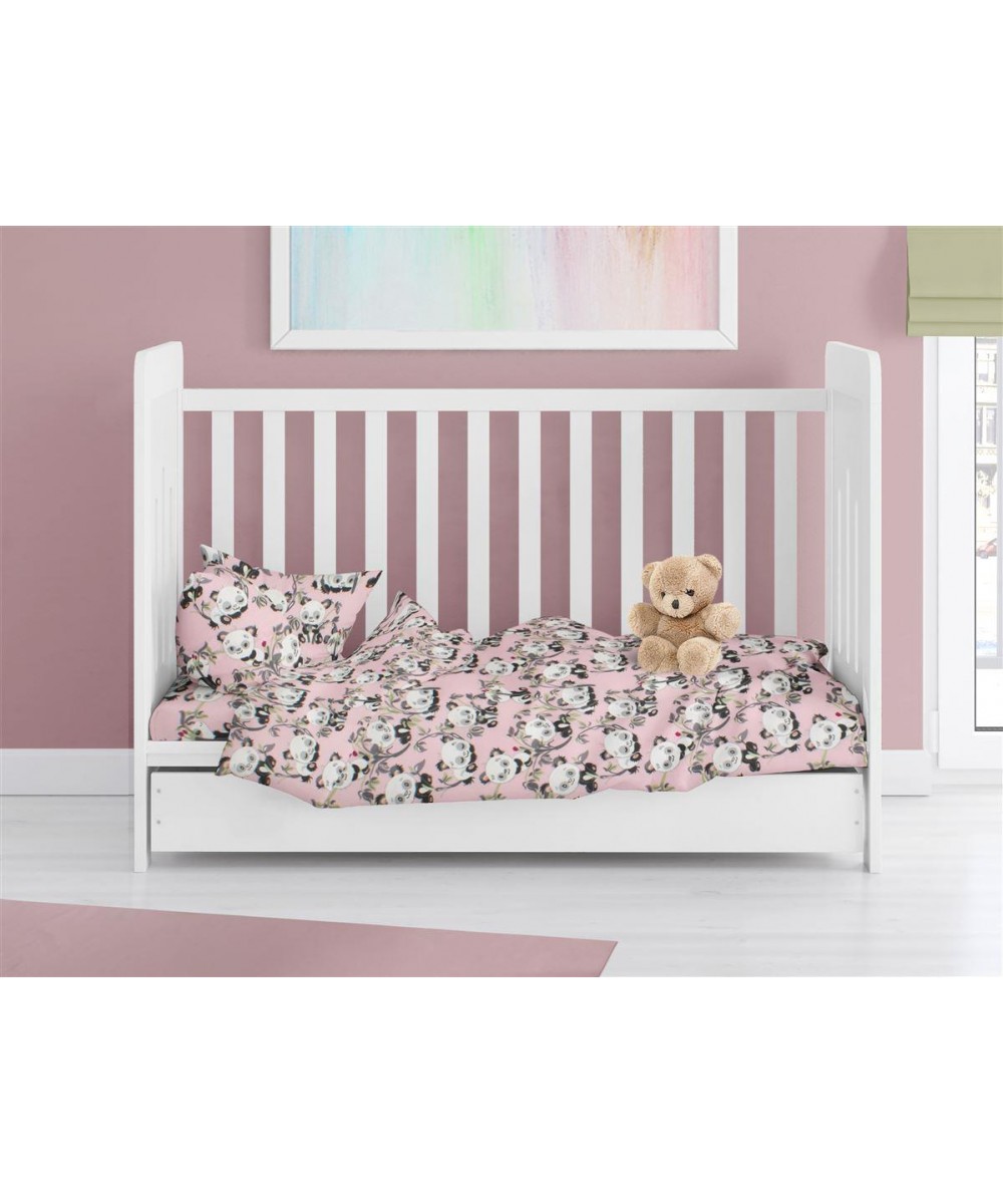 ΠΑΠΛΩΜΑΤΟΘΗΚΗ ΕΜΠΡΙΜΕ bebe Panda Bear 97 120X160 Pink 100%  Cotton Flannel