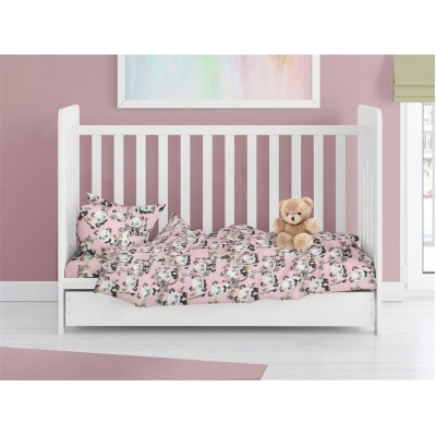 ΠΑΠΛΩΜΑΤΟΘΗΚΗ ΕΜΠΡΙΜΕ bebe Panda Bear 97 120X160 Pink 100%  Cotton Flannel