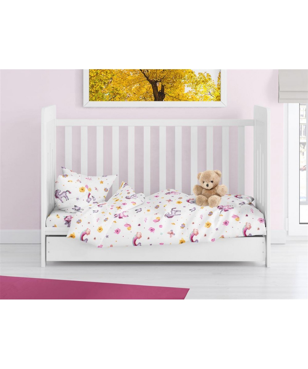 ΠΑΠΛΩΜΑΤΟΘΗΚΗ ΕΜΠΡΙΜΕ bebe Unicorn 105 120X160 White 100%  Cotton Flannel