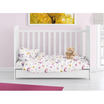 ΠΑΠΛΩΜΑΤΟΘΗΚΗ ΕΜΠΡΙΜΕ bebe Unicorn 105 120X160 White 100%  Cotton Flannel