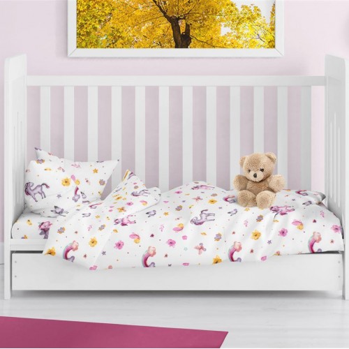 ΠΑΠΛΩΜΑΤΟΘΗΚΗ ΕΜΠΡΙΜΕ bebe Unicorn 105 120X160 White 100%  Cotton Flannel