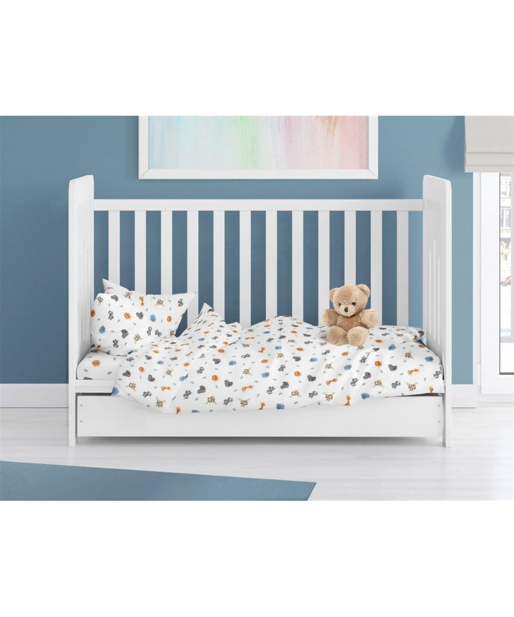 ΠΑΠΛΩΜΑΤΟΘΗΚΗ ΕΜΠΡΙΜΕ bebe Zoo 29 120X160 White 100%  Cotton Flannel