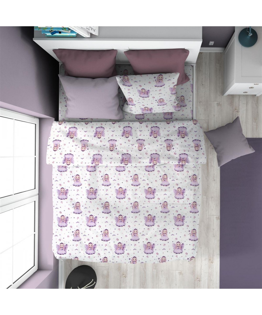 ΠΑΠΛΩΜΑΤΟΘΗΚΗ ΕΜΠΡΙΜΕ kids Fairy 86 160X240 White-Lilac 100%  Cotton Flannel