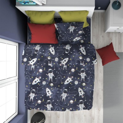 ΠΑΠΛΩΜΑΤΟΘΗΚΗ ΕΜΠΡΙΜΕ kids Galaxy Travel 90 160X240 Blue 100%  Cotton Flannel