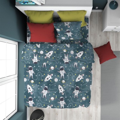 ΠΑΠΛΩΜΑΤΟΘΗΚΗ ΕΜΠΡΙΜΕ kids Galaxy Travel 91 160X240 Petrol 100%  Cotton Flannel