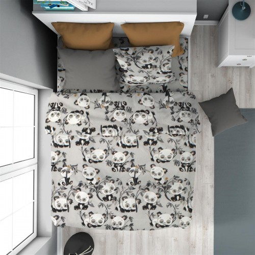 ΠΑΠΛΩΜΑΤΟΘΗΚΗ ΕΜΠΡΙΜΕ kids Panda Bear 96 160X240 Grey 100%  Cotton Flannel