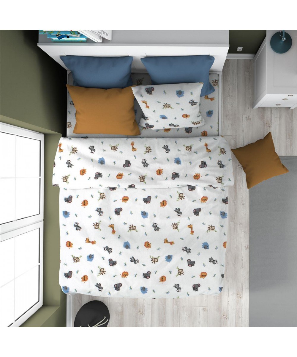 ΠΑΠΛΩΜΑΤΟΘΗΚΗ ΕΜΠΡΙΜΕ kids Zoo 29 160X240 White 100%  Cotton Flannel