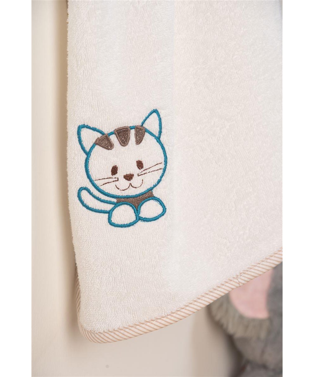 ΚΑΠΑ Με Κέντημα bebe Kitty 137 75X85 Λευκό 100%  Cotton