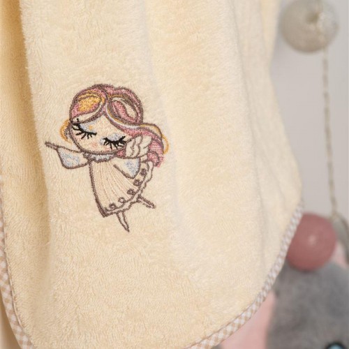 ΚΑΠΑ Με Κέντημα bebe Little Angel 143 75X85 Εκρού 100%  Cotton