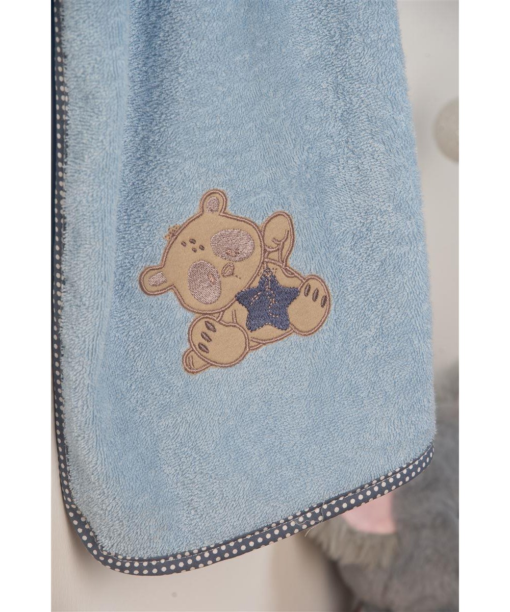 ΚΑΠΑ Με Κέντημα bebe Star Bear 151 75X85 Σιελ 100%  Cotton