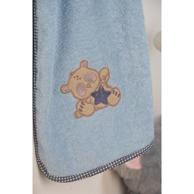 ΚΑΠΑ Με Κέντημα bebe Star Bear 151 75X85 Σιελ 100%  Cotton