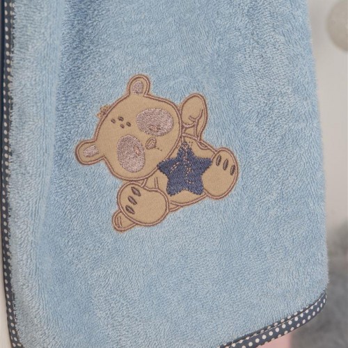 ΚΑΠΑ Με Κέντημα bebe Star Bear 151 75X85 Σιελ 100%  Cotton