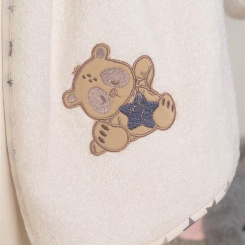 ΚΑΠΑ Με Κέντημα bebe Star Bear 152 75X85 Λευκό 100%  Cotton