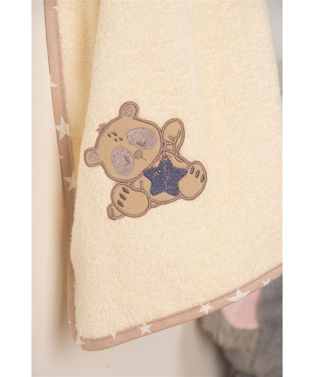 ΚΑΠΑ Με Κέντημα bebe Star Bear 153 75X85 Εκρού 100%  Cotton