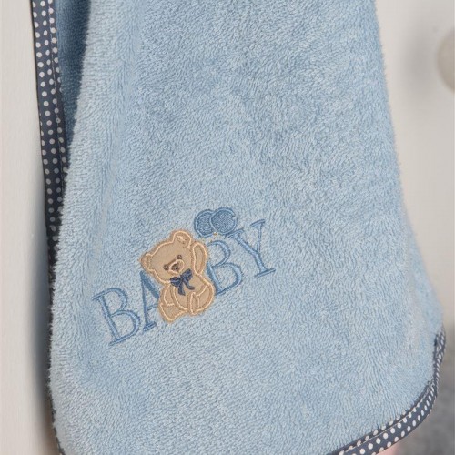 ΚΑΠΑ Με Κέντημα bebe Baby Bear 161 75X85 Σιελ 100%  Cotton