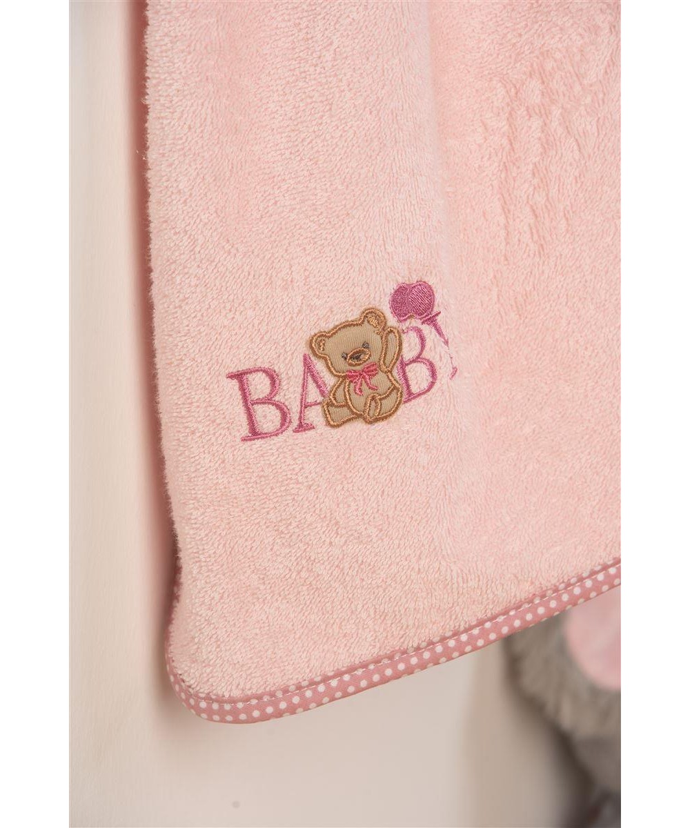 ΚΑΠΑ Με Κέντημα bebe Baby Bear 162 75X85 Ροζ 100%  Cotton