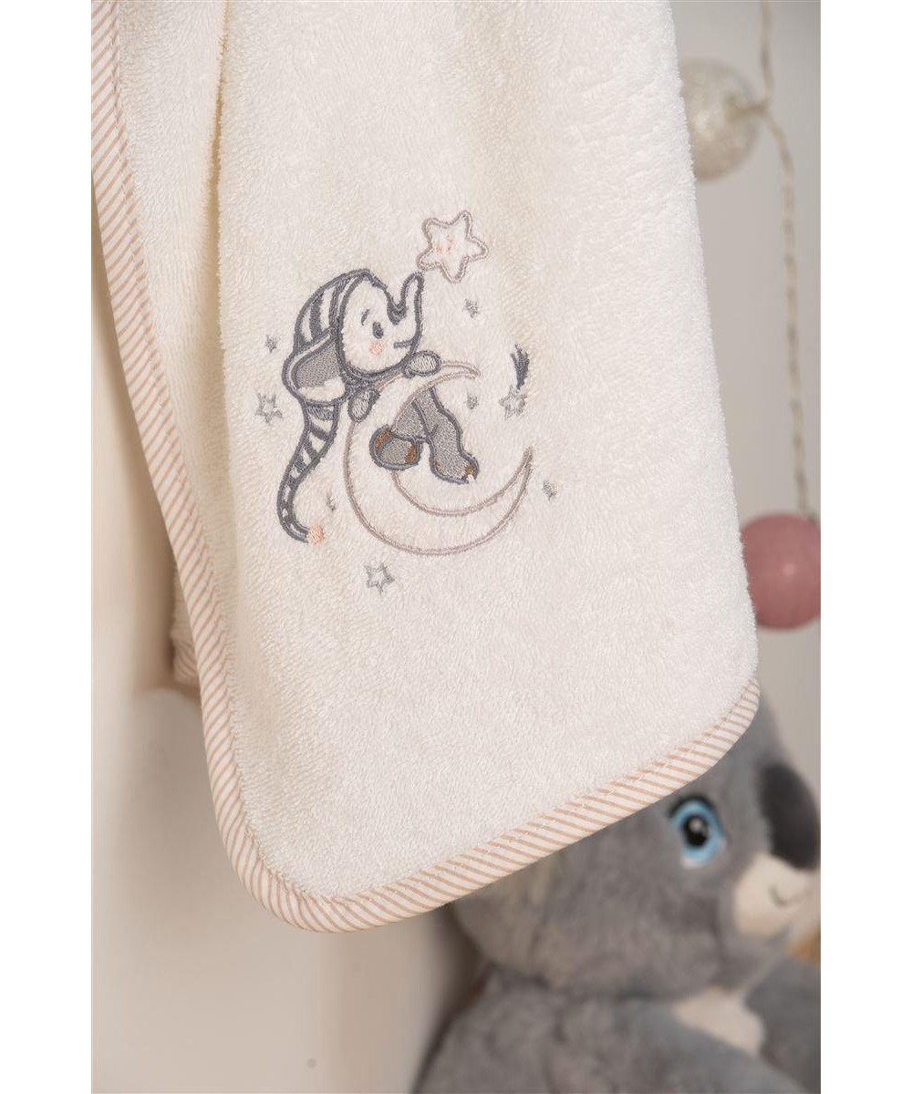 ΚΑΠΑ Με Κέντημα bebe Dreaming Elephant 168 75X85 Λευκό 100%  Cotton