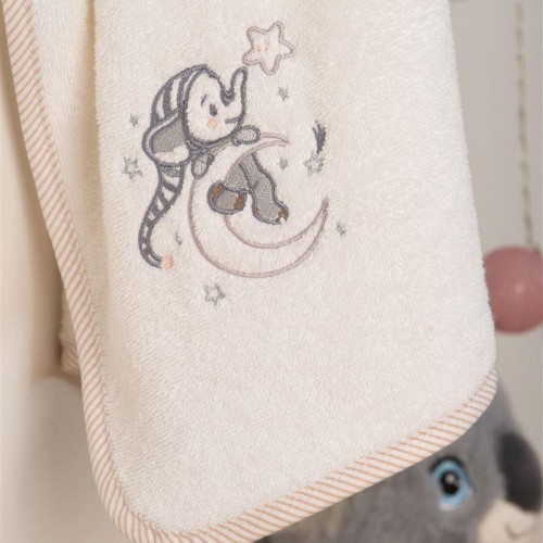 ΚΑΠΑ Με Κέντημα bebe Dreaming Elephant 168 75X85 Λευκό 100%  Cotton