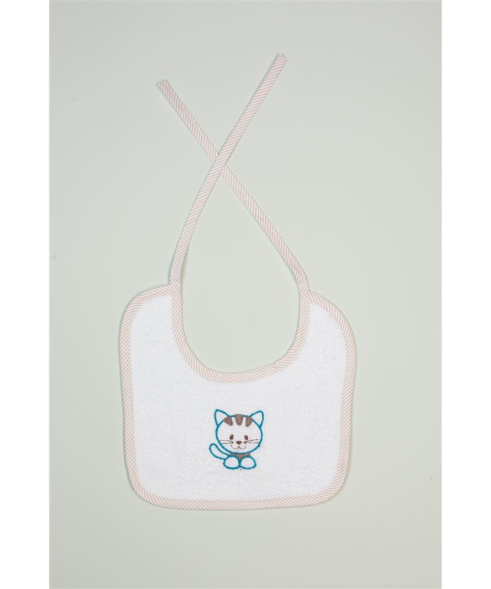 BIBS With Embroidery bebe Kitty 137 25X25 White 100% Cotton