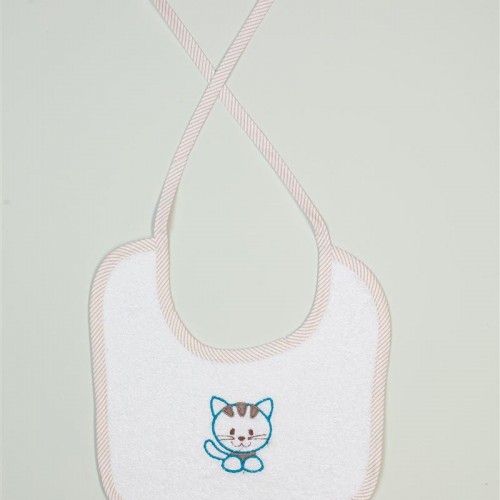 BIBS With Embroidery bebe Kitty 137 25X25 White 100% Cotton