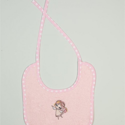 Bib With Embroidery bebe Little Angel 141 25X25 Pink 100% Cotton