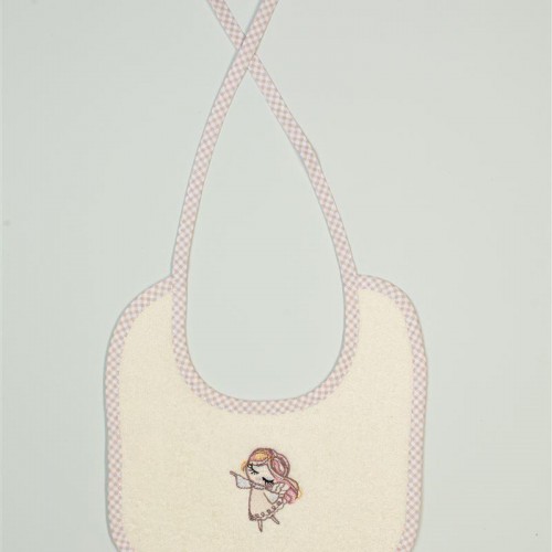 Bib With Embroidery bebe Little Angel 143 25X25 Ecru 100% Cotton