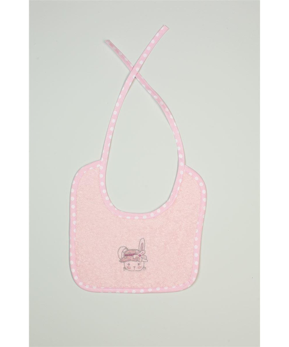 Bib With Embroidery bebe Rabbit Girl 146 25X25 Pink 100% Cotton