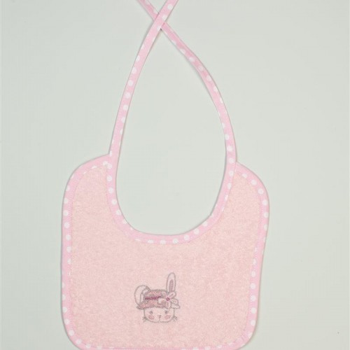 Bib With Embroidery bebe Rabbit Girl 146 25X25 Pink 100% Cotton