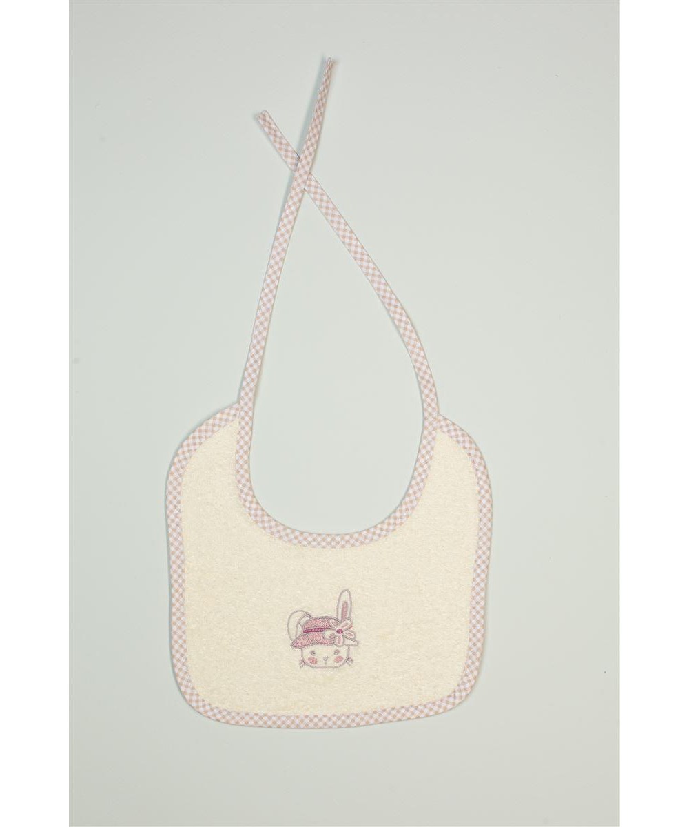 Bib With Embroidery bebe Rabbit Girl 148 25X25 Ecru 100% Cotton