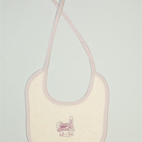 Bib With Embroidery bebe Rabbit Girl 148 25X25 Ecru 100% Cotton