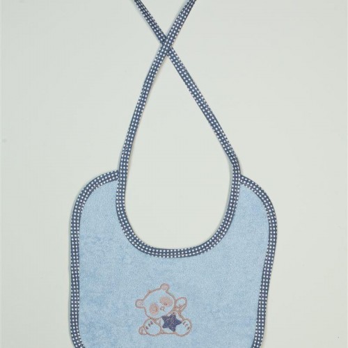 BIBS With Embroidery bebe Star Bear 151 25X25 Ciel 100% Cotton