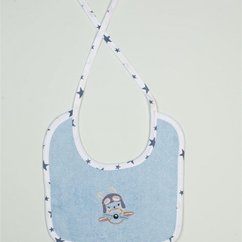 BIBS With Embroidery bebe Airplane 156 25X25 Ciel 100% Cotton