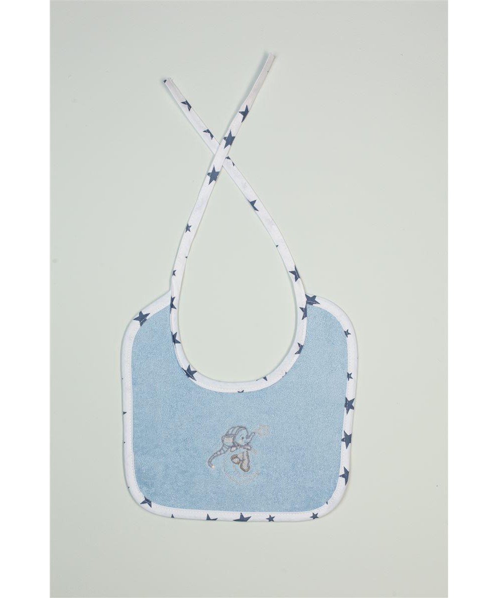 Bib With Embroidery bebe Dreaming Elephant 166 25X25 Ciel 100% Cotton