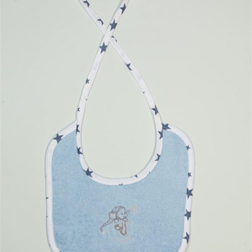 Bib With Embroidery bebe Dreaming Elephant 166 25X25 Ciel 100% Cotton